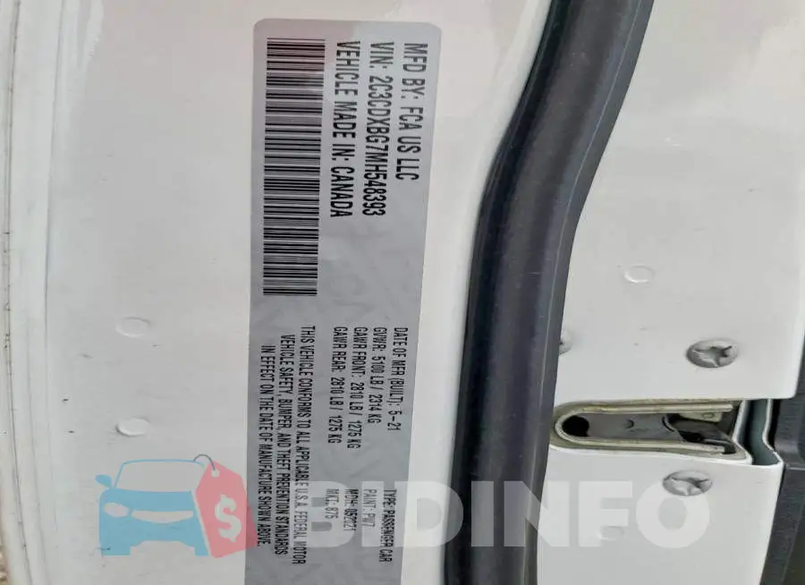 2C3CDXBG7MH548393 Photo# 12