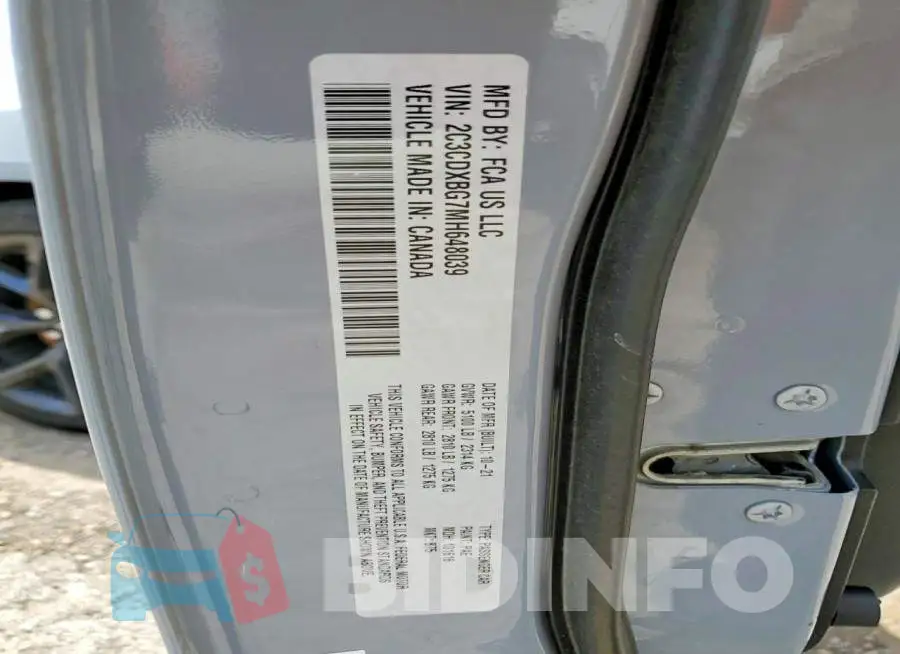 2C3CDXBG7MH648039 Photo# 12
