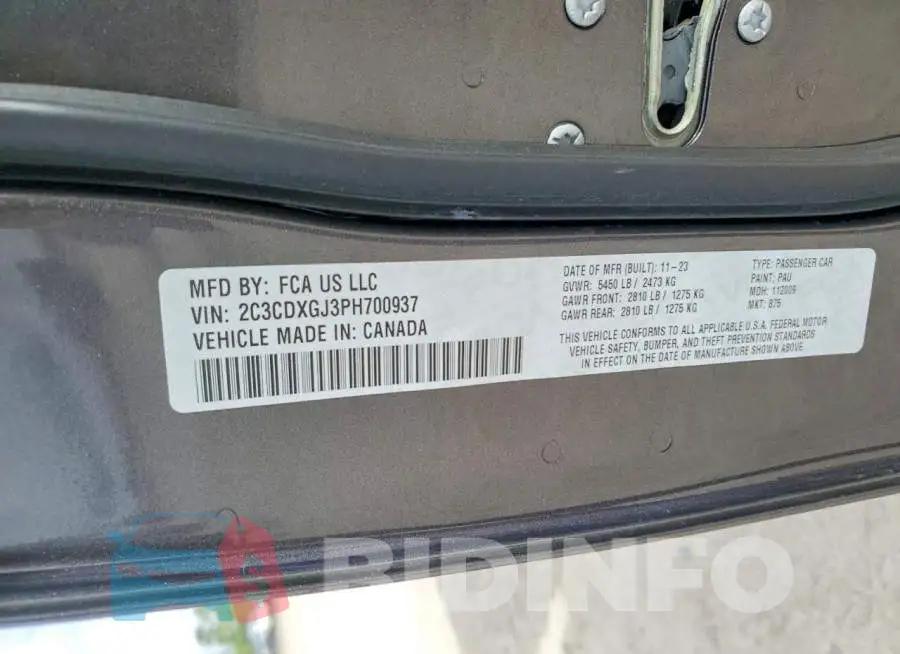 2C3CDXGJ3PH700937 Photo# 12