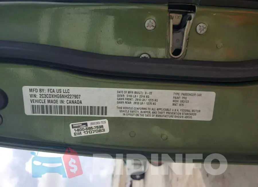 2C3CDXHG6NH227907 Photo# 12