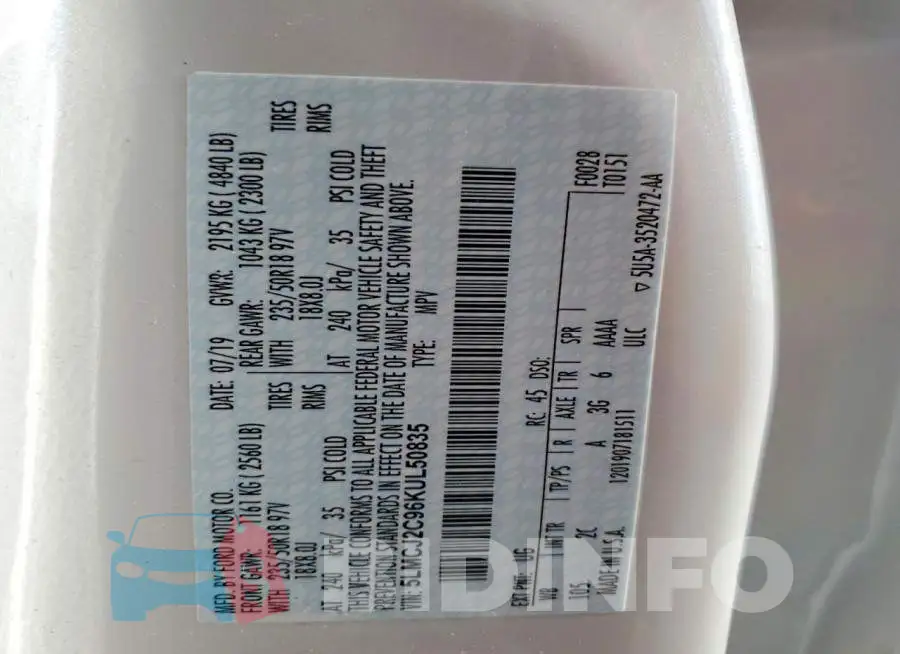 5LMCJ2C96KUL50835 Photo# 13