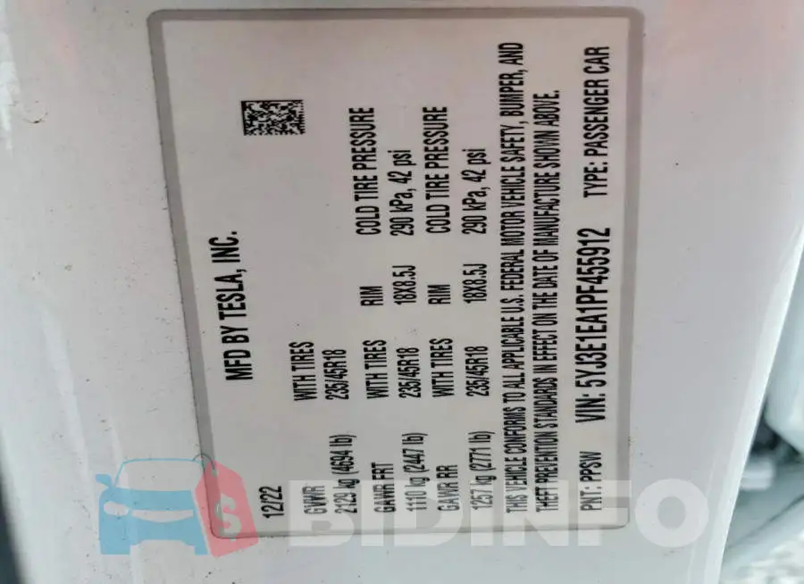 5YJ3E1EA1PF455912 Photo# 14