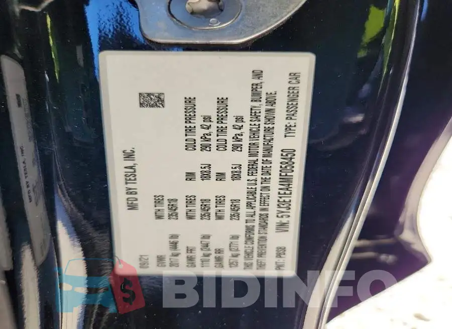 5YJ3E1EA4MF058450 Photo# 12