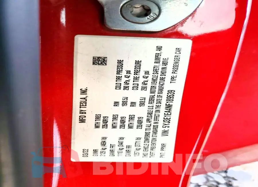 5YJ3E1EA4NF189539 Photo# 13