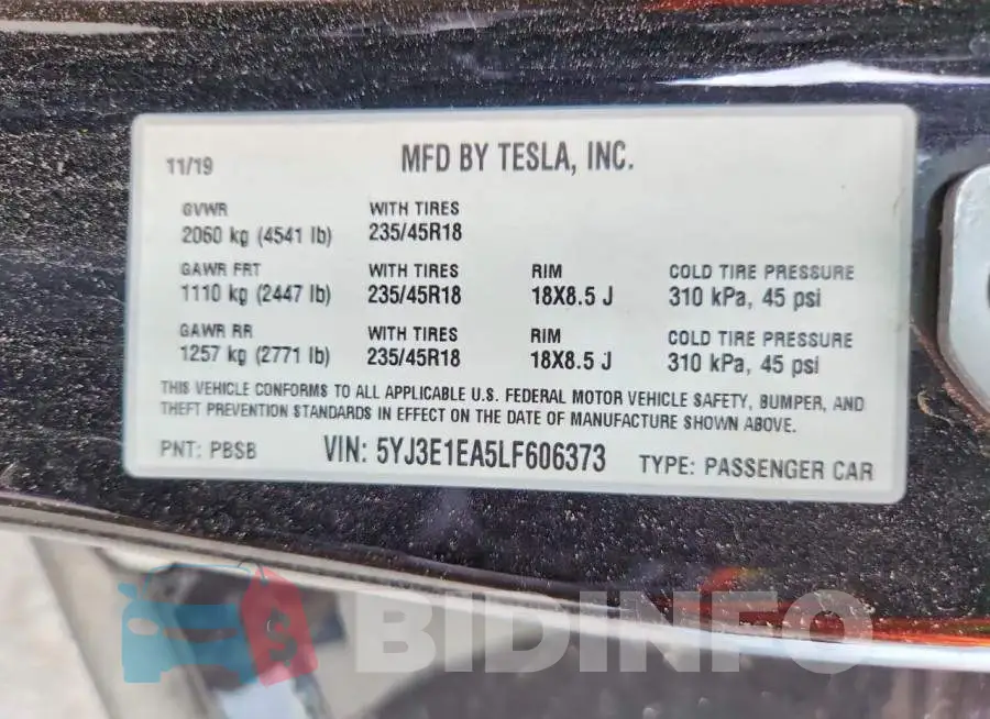 5YJ3E1EA5LF606373 Photo# 12