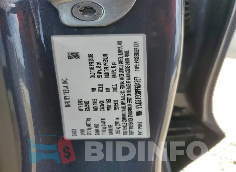 5YJ3E1EC8PF604267 Photo# 12
