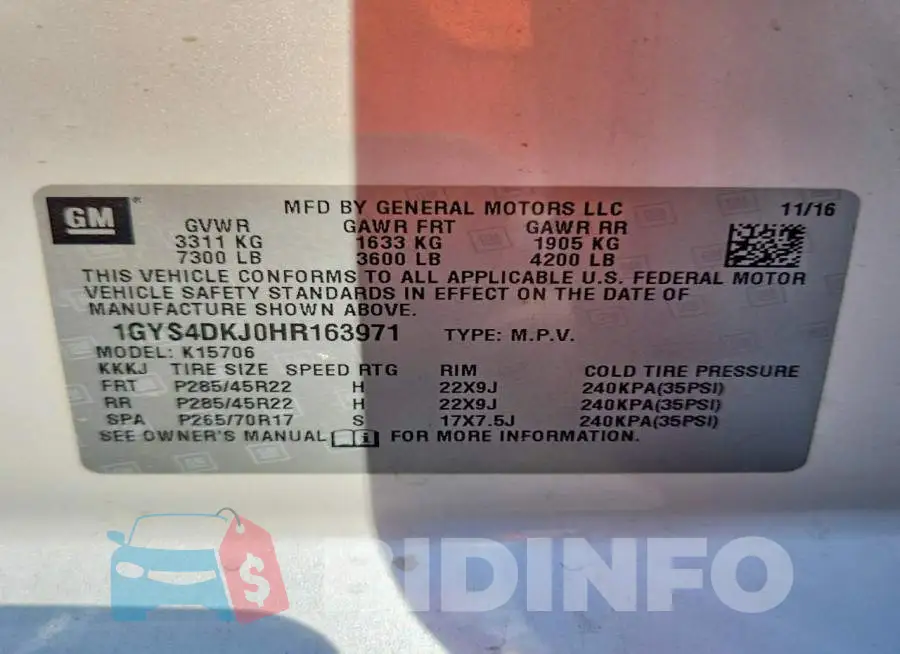 1GYS4DKJ0HR163971 Photo# 12
