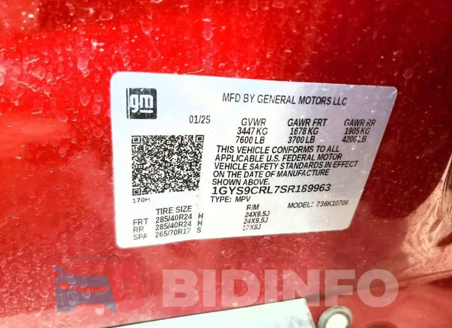 1GYS9CRL7SR189963 Photo# 13