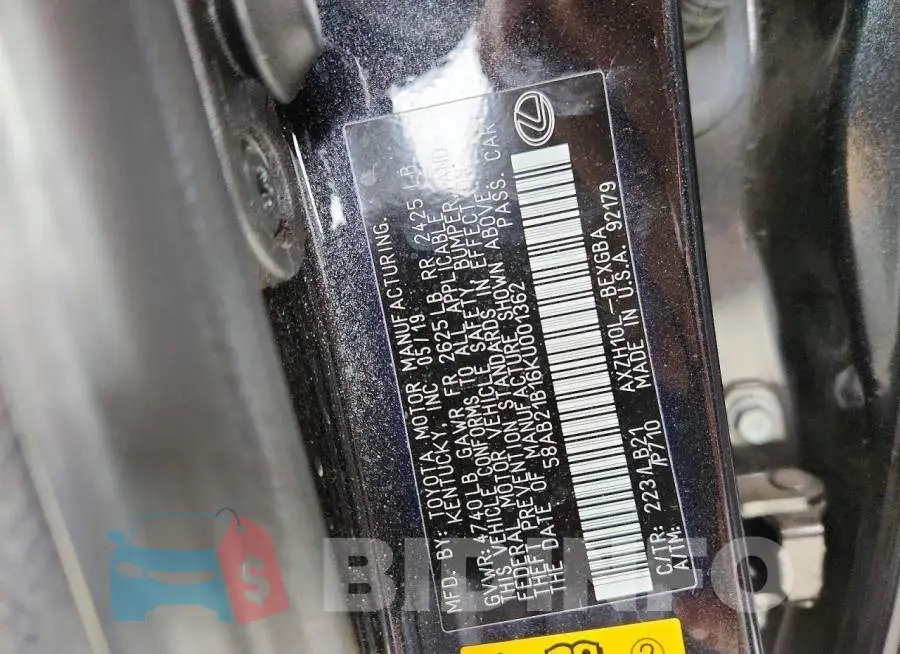 58AB21B16KU001362 Photo# 12