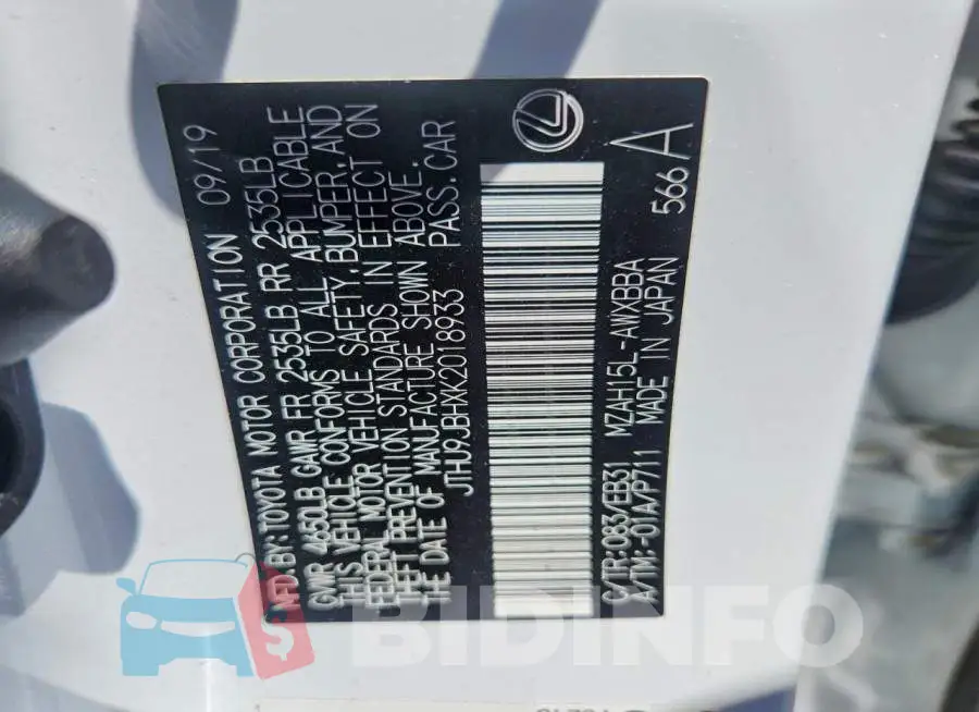 JTHU9JBHXK2018933 Photo# 13