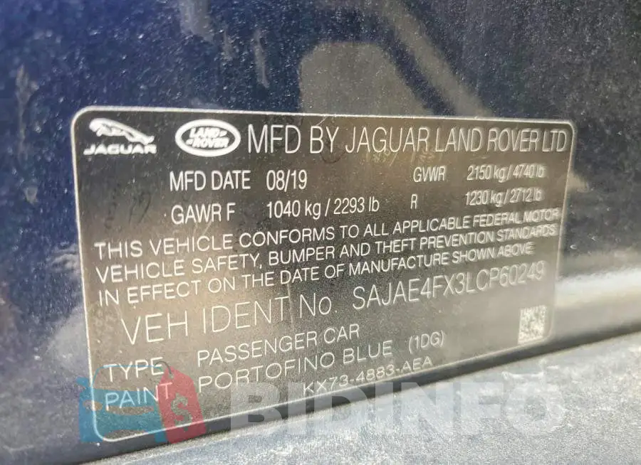 SAJAE4FX3LCP60249 Photo# 13