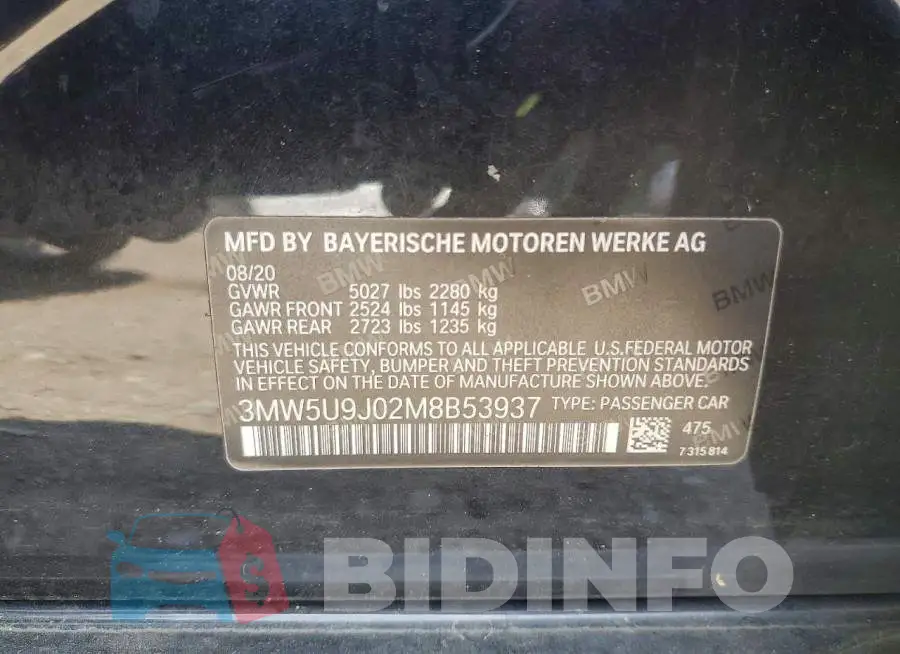 3MW5U9J02M8B53937 Photo# 12