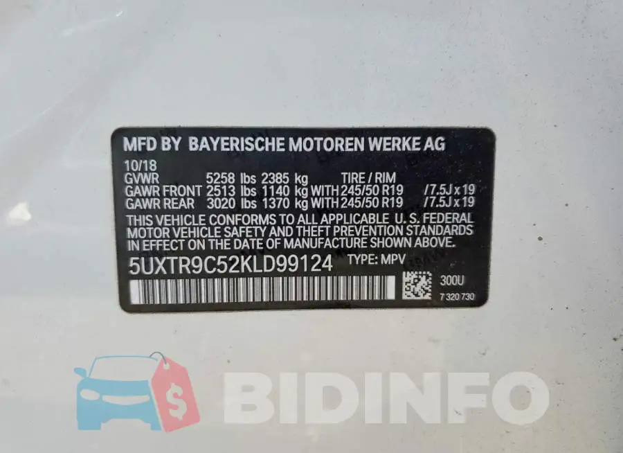 5UXTR9C52KLD99124 Photo# 13