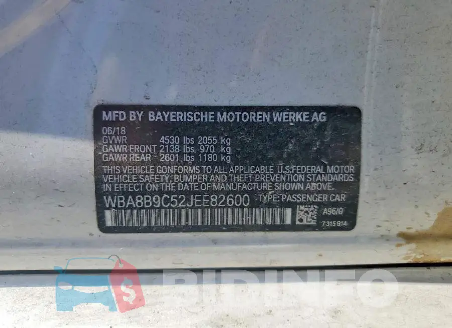 WBA8B9C52JEE82600 Photo# 12