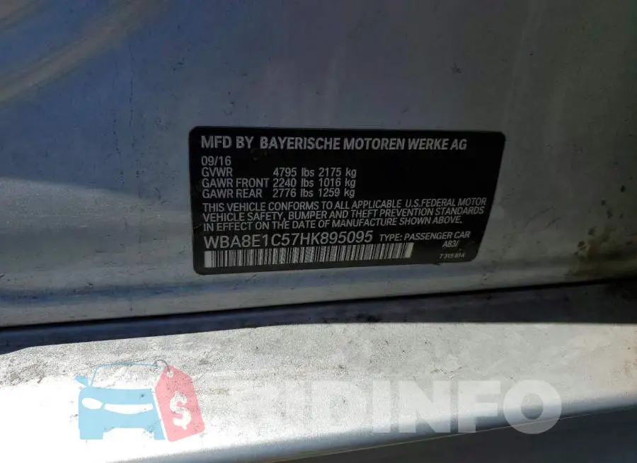 WBA8E1C57HK895095 Photo# 12
