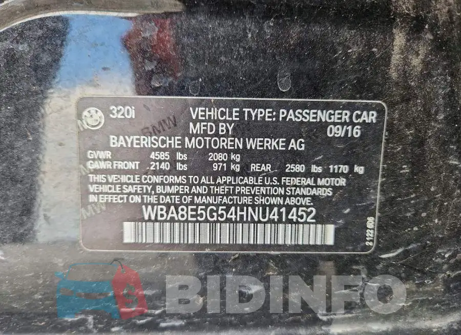 WBA8E5G54HNU41452 Photo# 13