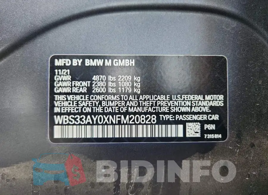WBS33AY0XNFM20828 Photo# 13