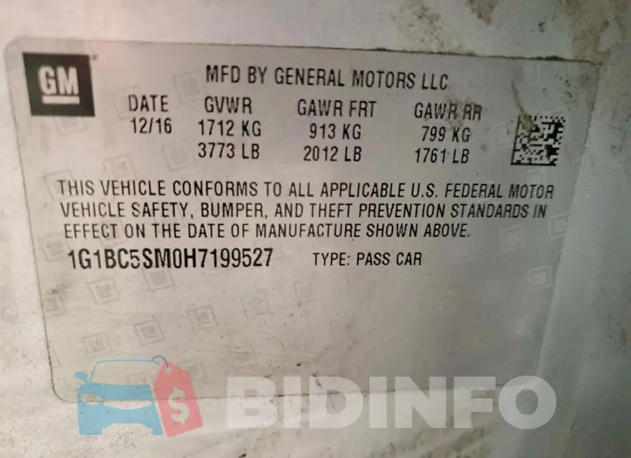1G1BC5SM0H7199527 Photo# 12