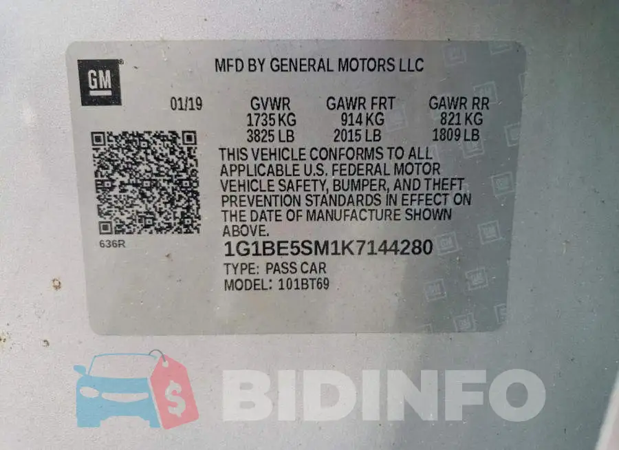 1G1BE5SM1K7144280 Photo# 12