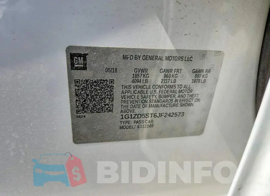 1G1ZD5ST6JF242573 Photo# 12