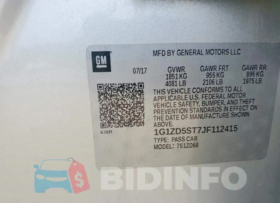 1G1ZD5ST7JF112415 Photo# 13