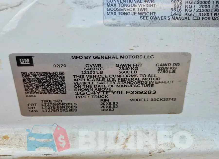1GC4YTEY9LF239283 Photo# 12