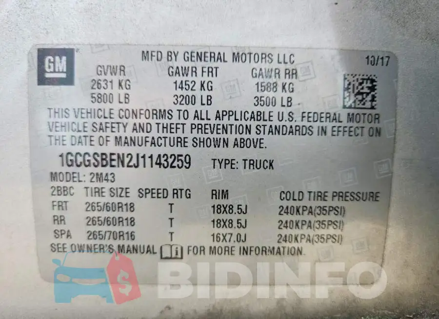 1GCGSBEN2J1143259 Photo# 12