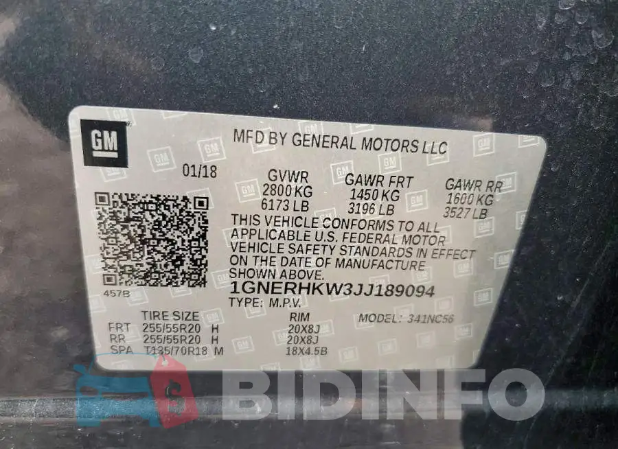 1GNERHKW3JJ189094 Photo# 13