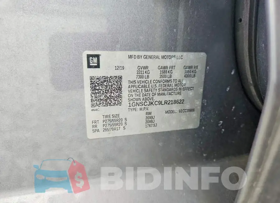 1GNSCJKC9LR218622 Photo# 13