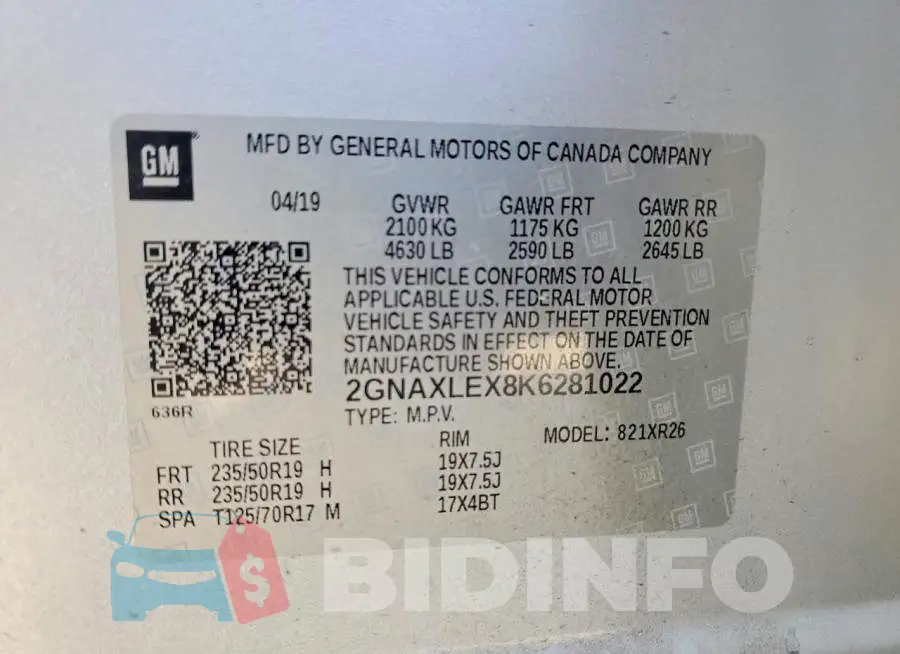 2GNAXLEX8K6281022 Photo# 14