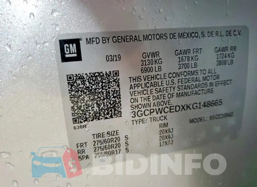 3GCPWCEDXKG148665 Photo# 12