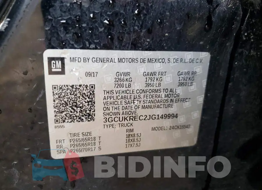 3GCUKREC2JG149994 Photo# 12
