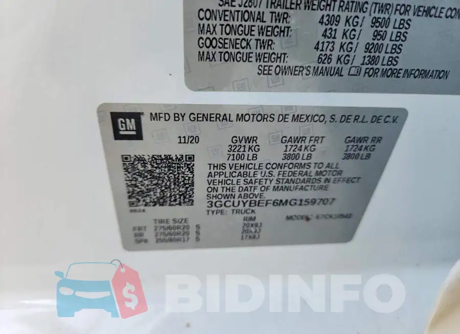 3GCUYBEF6MG159707 Photo# 12