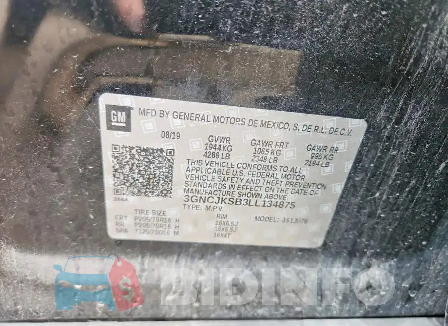 3GNCJKSB3LL134875 Photo# 13