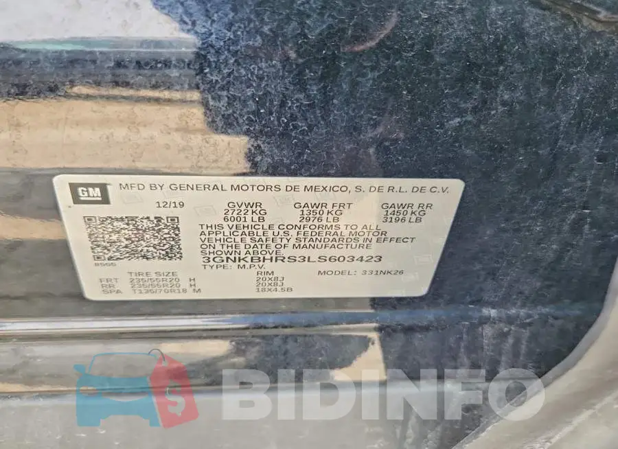 3GNKBHRS3LS603423 Photo# 14