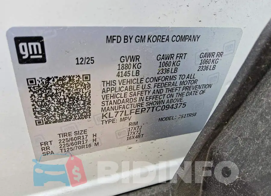 KL77LFEP7TC094375 Photo# 12