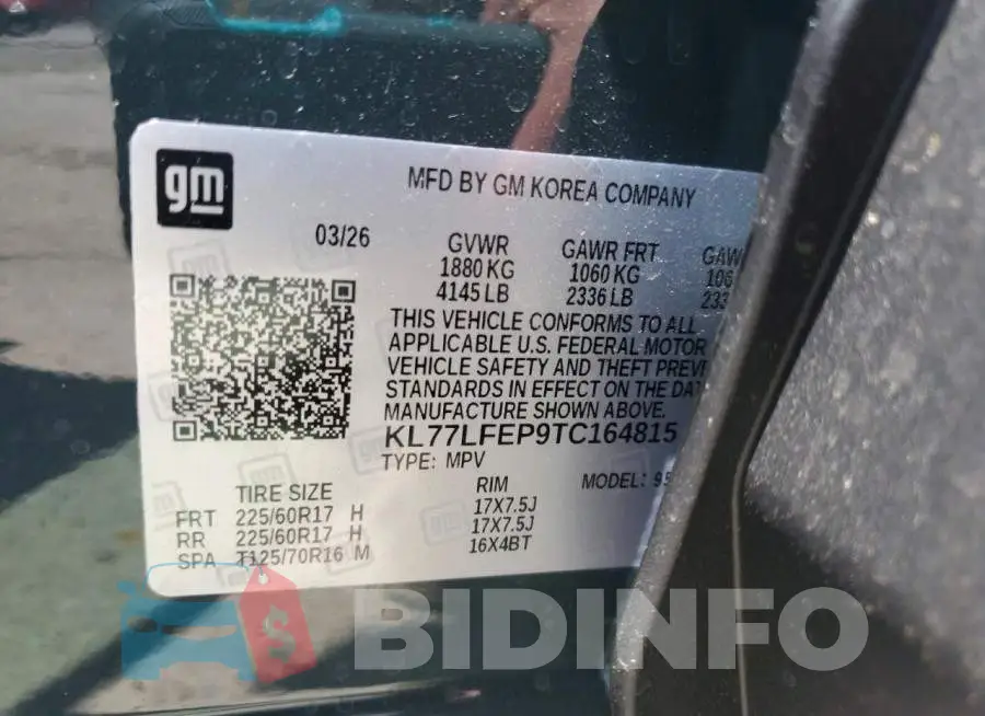 KL77LFEP9TC164815 Photo# 14