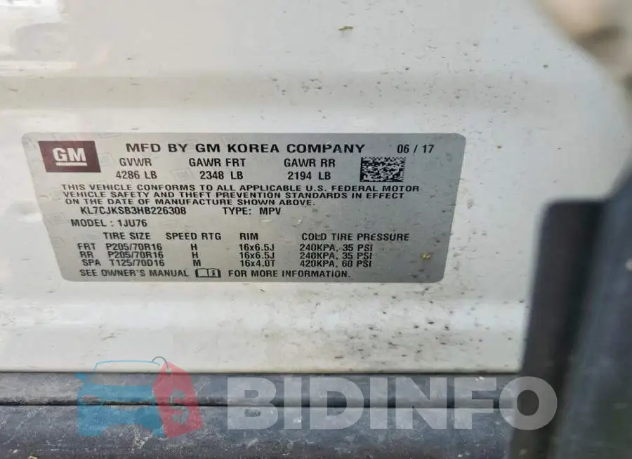 KL7CJKSB3HB226308 Photo# 13