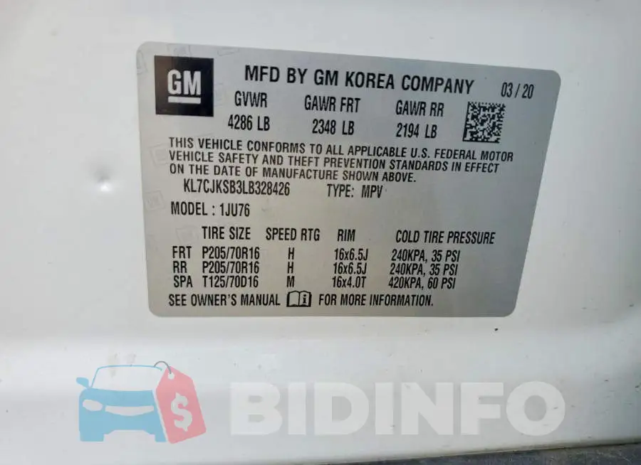 KL7CJKSB3LB328426 Photo# 13