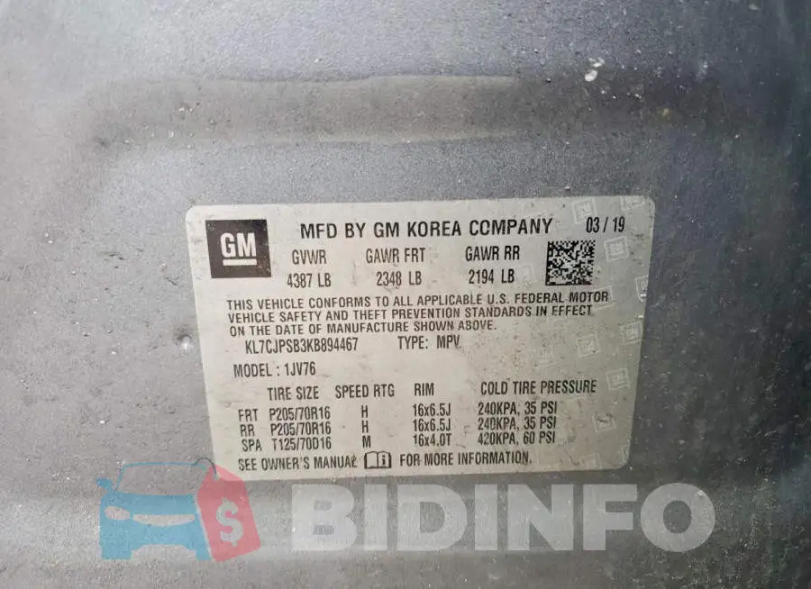 KL7CJPSB3KB894467 Photo# 12