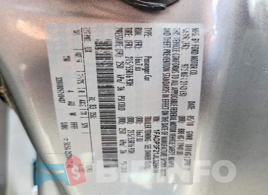 1FADP3F21JL329030 Photo# 12