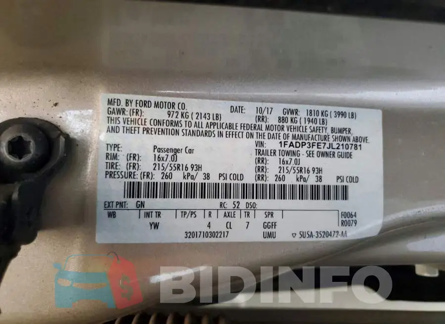1FADP3FE7JL210781 Photo# 12