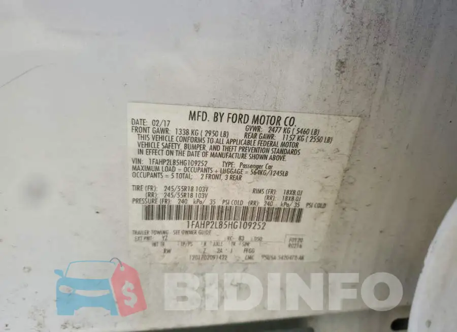 1FAHP2L85HG109252 Photo# 12