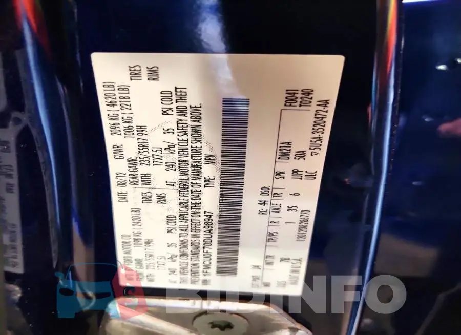 1FMCU0F70DUA98947 Photo# 13