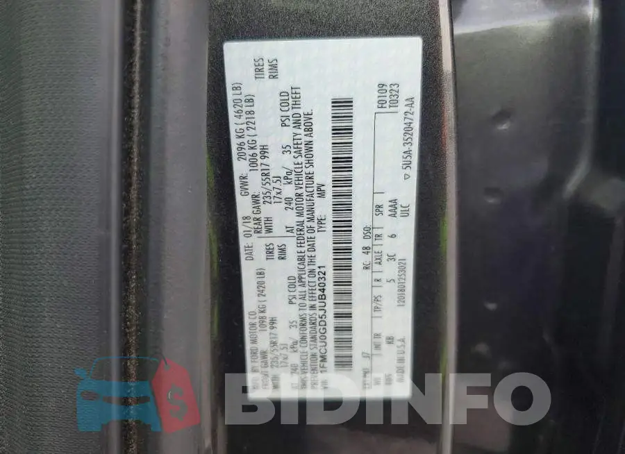 1FMCU0GD5JUB40321 Photo# 12