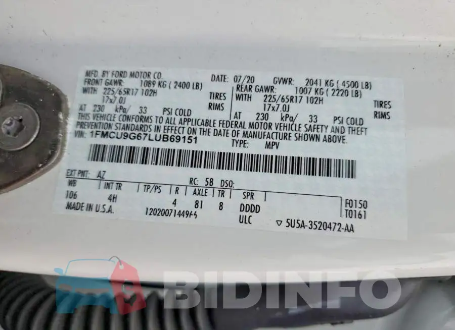 1FMCU9G67LUB69151 Photo# 13