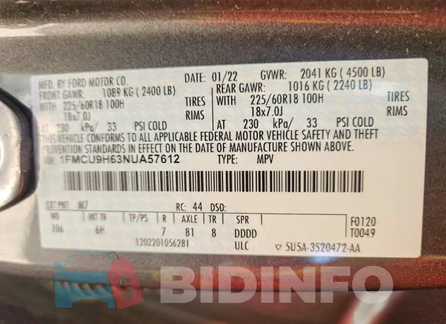 1FMCU9H63NUA57612 Photo# 13