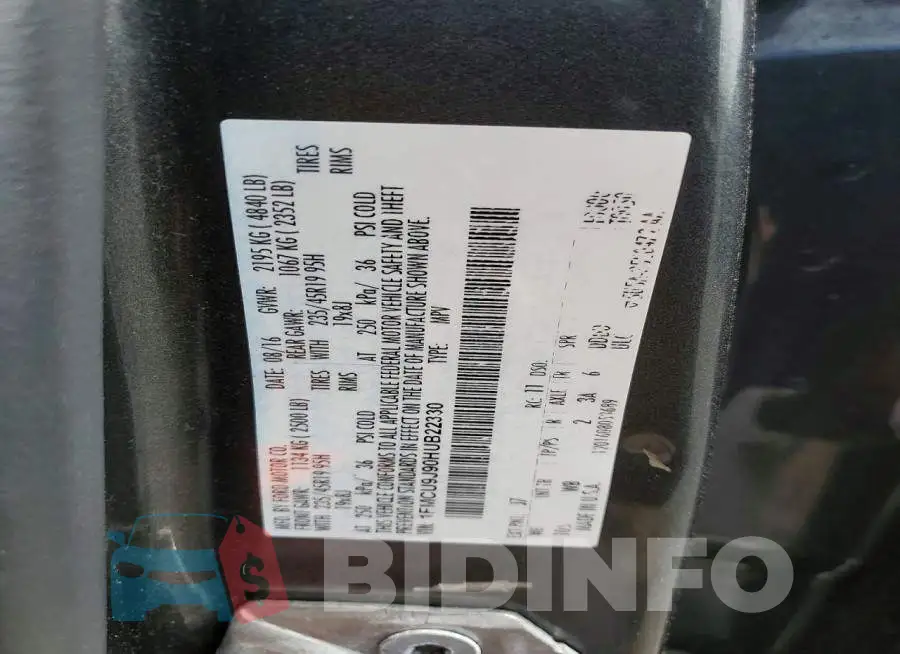 1FMCU9J90HUB22330 Photo# 13