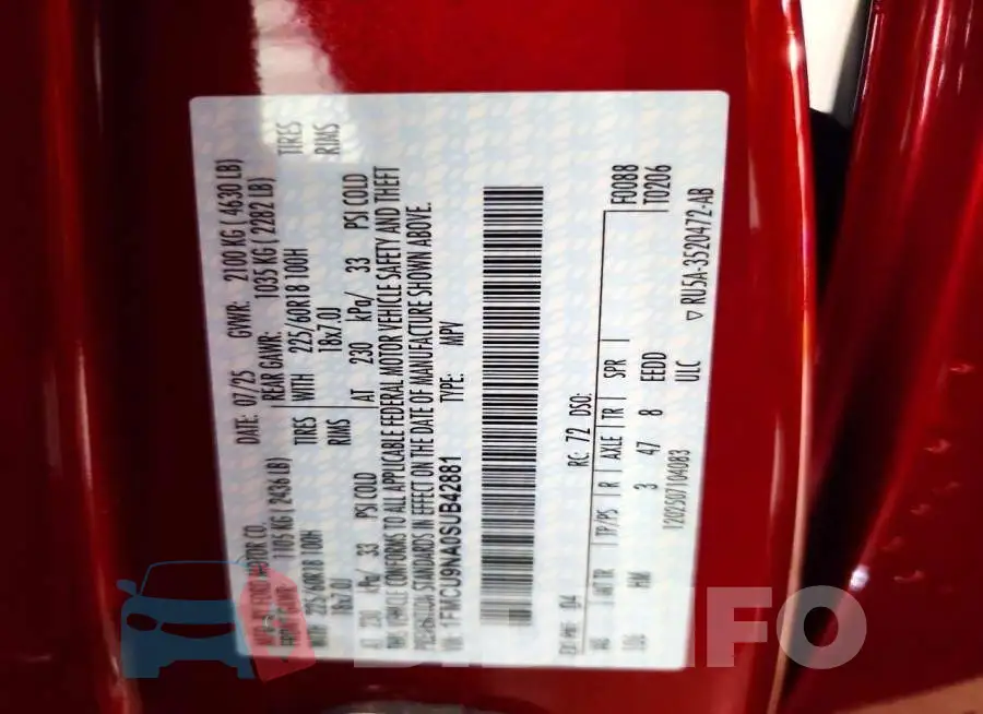 1FMCU9NA0SUB42881 Photo# 14