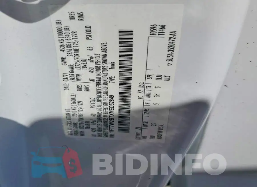 1FT7W2BTXMED52849 Photo# 13